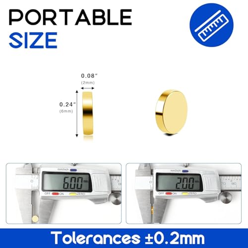 Image of 120P Small Magnets 6x2mm Golden Rare Earth Magnets | Tiny Neodymium Magnet for Fridge DIY, Kitchen, Whiteboard, Office