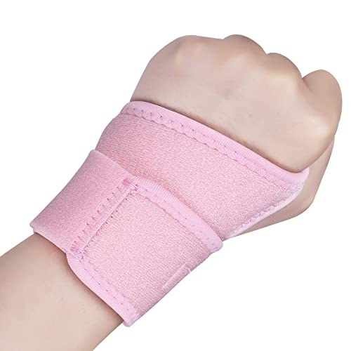Wrist Supports Compression Wrist Brace Adjustable Carpal Tunnel Support for Women and Men Left Right Hand Support Strap for Joint Pain, Arthritis, Tendonitis, Wrist Sprain, Sports (Pink, Left)