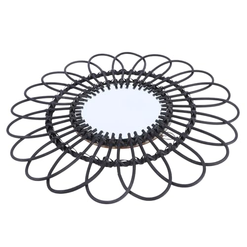 Cabilock Rattan Wandspiegel Schwarz Geflochtener Hängespiegel aus...