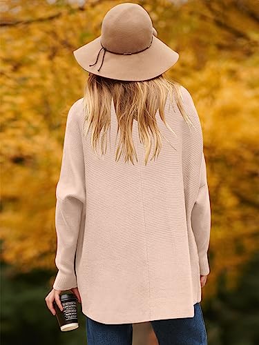 Image of ANRABESS Womens Oversized Turtleneck Batwing Long Sleeve Casual Cozy Baggy Knit Pullover Tunic Sweater 2025 Fall Outfits, Pink, Large