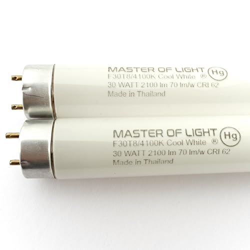 F30T8/CW (2 Pack) 30W T8 Fluorescent Tube Light Bulb 30 Watt Cool White 4100K F30T8 36" Inch Replaces F30T8/CW/Alto F30T8/SPX41 F30T8/SP41