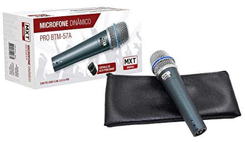 Microfone Dinamico PRO BTM-57A Metal - Profissional com Cabo 3 Metros O.D.5.0 MM