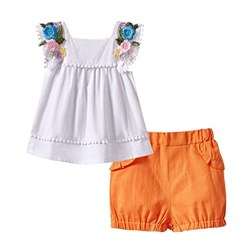 Image of Mud Kingdom Little Girls Shorts Sets Floral Pattern Summer Sleeveless 2 Piece Outfits