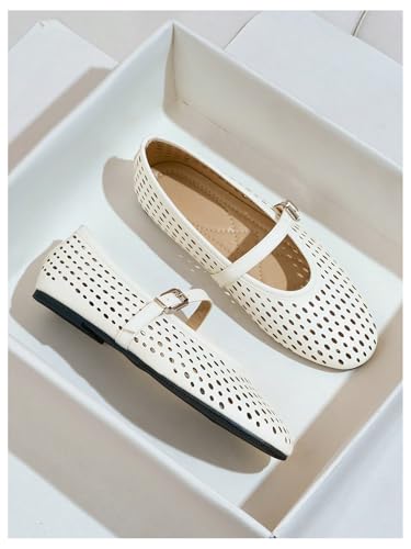 Women's Mary Jane Bellet Flats Hollow Out Mesh Ballet Flats Round Closed Toe Slip On Flat Casual Office Shoes4