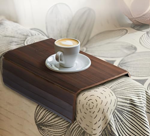 Image of Classyo Sofa Armrest Tray, Sofa Arm Tray - Dining Table Mats Flexible & Foldable - Suitable for Food, Drinks, Snacks, Cup- Engineered Wood (11 in x 17 in)