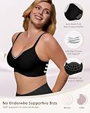 As Fairy Wireless Push Up Comfort Bra for Women with Soft Support Seamless Stretch Full Coverage Everyday Bras Black 42C