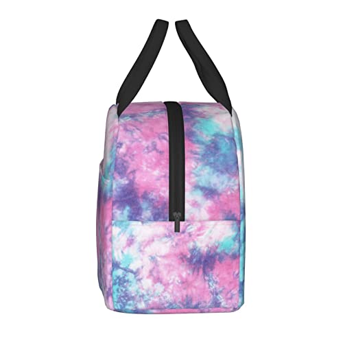 Prelerdiy Pastel Blue Pink Tie Dye Lunch Box Insulated Meal Bag Lunch Bag Reusable Snack Bag Food Container For Boys Girls Men Women School Work Travel Picnic #TOP6