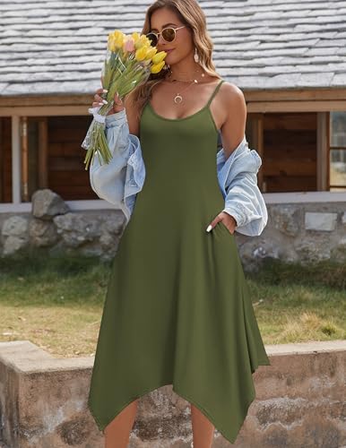 Image of Zeagoo Women Summer Midi Dresses 2026 Hawaiian Bohemian Beach Cover Up Sundress Spaghetti Strap Casual Dress with Pockets