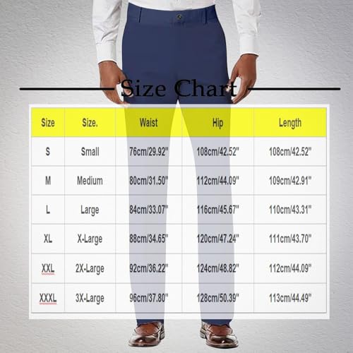 Men's Classic Fit Dress Pants Straight Leg Comfy Cotton Linen Casual Suit Pants Plain Work Business Trousers Slacks3