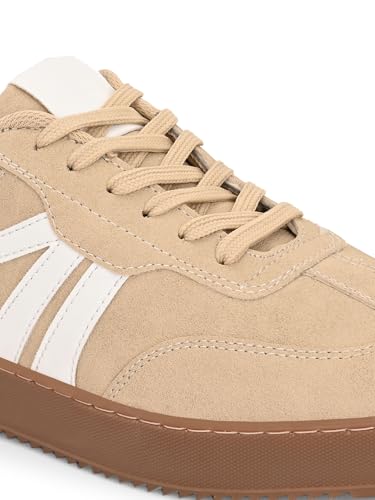 Image of MACTREE Suede Leather Upper Laceup Casual Sneakers for Men | Stitched TPR Sole