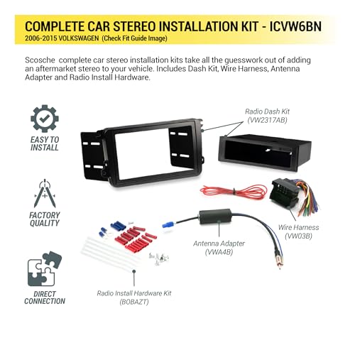 SCOSCHE Install Centric ICVW6BN Double DIN Complete Installation Solution for Installing an Aftermarket Stereo Compatible with Select 2002-15 Volkswagen Vehicles by Scosche - Image 3