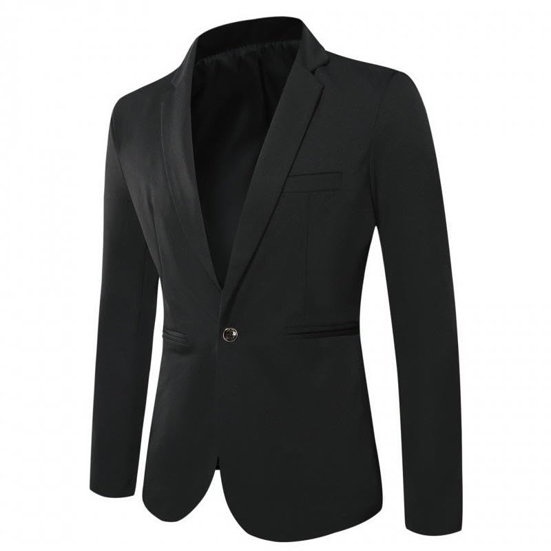 Men's Casual Korean Style Slim Fit Solid Color Single Button Blazer4
