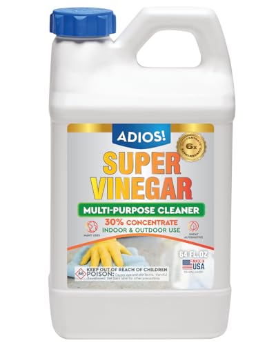 ADIOS! 30% Vinegar for Cleaning Home - Half Gallon All Purpose Vinegar, Thirty Percent Concentrate Makes 3X Gallons of White Cleaning Vinegar (64oz)