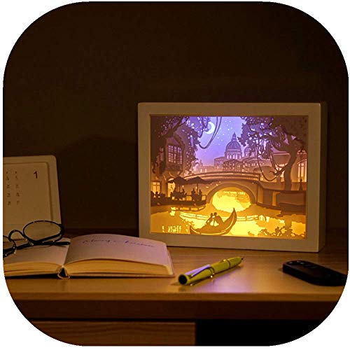 Preisvergleich Produktbild 99native Fotografie-Papierskulptur-Lampe DIY kreatives helles Spg.Versorgungsteil-Inneneinrichtungen für Ausstellung, Urlaub Dekoration, Haus, Dekoration, nachtlicht,Stimmungslampe (Weiß)