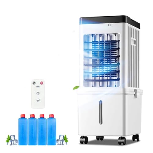 Evaporative Air Cooler3-in-1 with Remote Control Portable Air Conditioning Fan 3 Speeds 7.5H Timer 15L Water Tank4 ice trays with Wheel for Home Office