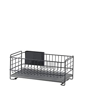 Pearl Metal AZ-5510 Iron Dish Drainer Basket Slim Dark Gray with Diatomaceous Earth Tray