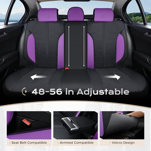 Image of Coverado Air Mesh Seat Cover, Car Seat Cover Full Set, 3D Breathable Seat Protectors Sports Carbon Fiber Design Airbag Compatible Comfort Universal for Most Cars, Van,Trucks, SUV, Black&Purple