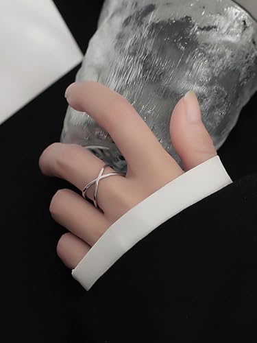 1Pc Sterling Silver Simple Cross-Line Open Ring For Women Party Birthday Anniversary Wear4