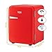 TZS First Austria - Retro Mini Kühlschrank 40L lautlos - Kleiner Minikühlschrank im Vintage-Design mit Innenbeleuchtung & 2 Türfächern - Minibar für Camping, Büro, Schlafzimmer & Hotel - rot