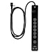 GE 14094 Surge, 7 Outlets, 1500J, 4' Cord, USB, 2 Ports 1.0A, Safety Covers, Black