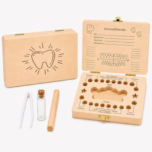 Sunshine smile Milchzahndose aus Holz, Milchzahnbox, Zahnbox für Kinder – Ansicht 1