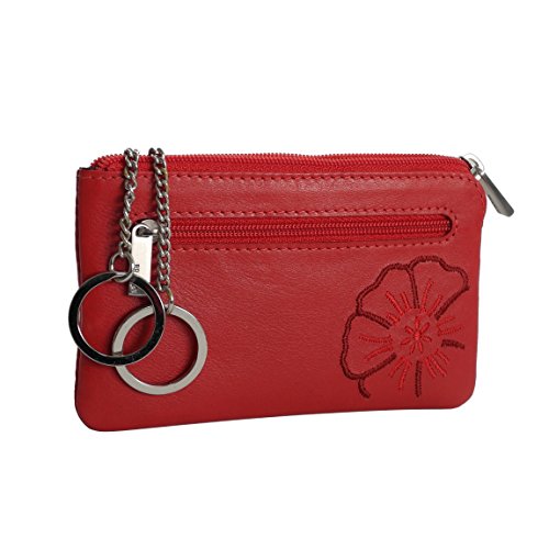 Preisvergleich Produktbild Branco - Leder Schlüsseltasche Schlüsseletui Schlüssel Etui Schlüsslemappe Schlüsselringe - präsentiert von ZMOKA® in versch. Farben (Rot)