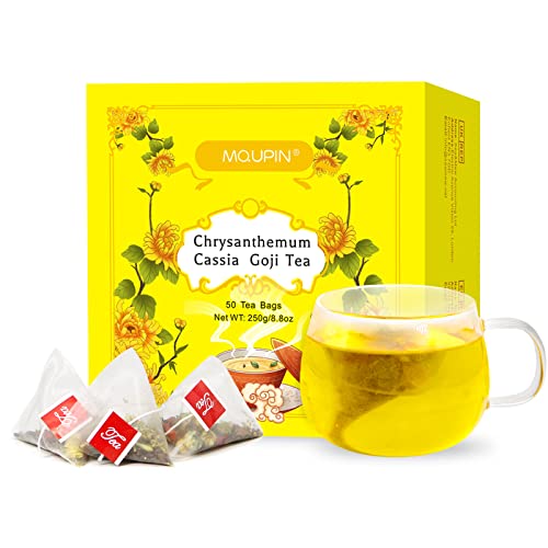 MQUPIN Chrysanthemum Cassia Seed Tea Bags 8.8oz (0.18oz×50bags), Herbal Tea, Chrysanthemum,Cassia,Wolfberry,Honeysuckle Combination Tea