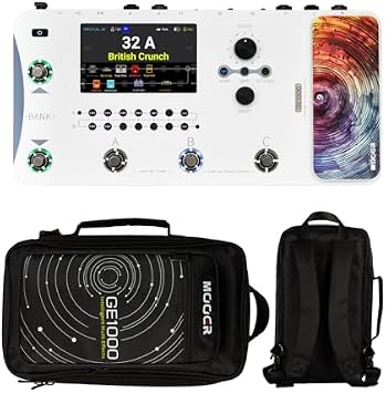 MOOER GE1000 Li White Guitar Multi Effects Processor with Lithium-ion battery, Groove Station Bandmates, AI-driven equalizer, MNRS files loading, 3rd IR Loader, Soft Carry Bag