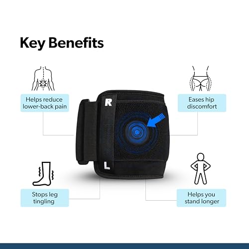 Image of DIRTS Sciatica Pain Relief Knee Brace - Acupressure Compression Pad for Lower Back, Hip & Nerve Pain - Adjustable, One Size Fits All - Use on Left or Right Leg - Men & Women