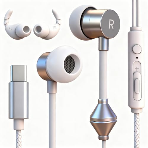 cwuiga Air Tube Headphones USB-C | EMF Free Anti...