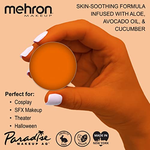 Image of Mehron Makeup Paradise Makeup AQ Refill Size | Stage & Screen Performance, Face & Body Painting, Beauty, Cosplay, and Halloween | Water Activated Face Paint, Body Paint .25 oz (7 ml) (Orange)