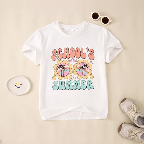 Image of Girls School's Out for Summer Shirt Last Day of School T-Shirt Kids Funny Graphic Summer Break Short Sleeve Tees Tops