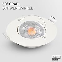 EMOS LED Spots 230V, 4.9W / 430lm, 50° Schwenkbar, Einbaustrahler Led warmweiß 3000k | Deckenspots Flach, 68mm Lochmaß | Set mit 6 Stück Einbauleuchten Rund, Weiß – Ansicht 7