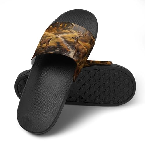 Autumn Forests Deers House Sandals Non-Slip Bathroom Slippers Beach Summer Shoes for Men Women4