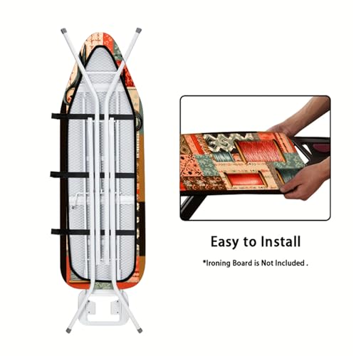 Image of Nuxovilar Patchwork Scissors Ironing Board Cover 15x54 Polyester | Iron Pad Scorch Guard laundry helper protective board shield home laundry room craft studio (Patchwork)