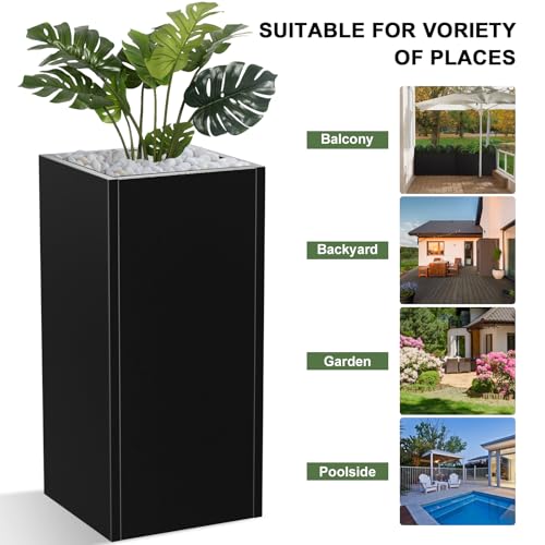 Metal Planter Box, Planter Boxes Outdoor Heavy Duty Metal Garden Planter Spliced Flower Pot with Partitions, All-Weather Use with Drainage Holes for Patio/Porch-30 x 14" x 14" - Image 7