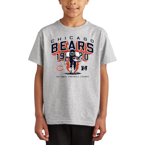Junk Food NFL - Chicago Bears - Halfback Blast - Officially Licensed Youth Short Sleeve Fan Tee for Boys and Girls Athletic Heather