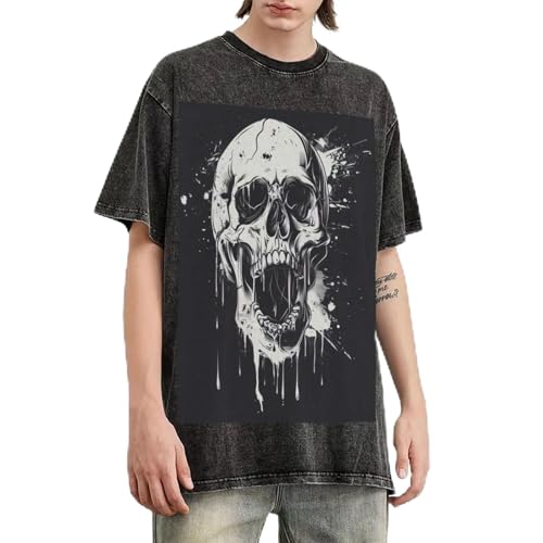 T-shirt crâne vintage en coton lourd parfait pour vos sorties streetwear décontractées