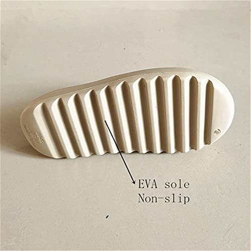 Indoor zachte slippers, comfortabele antislip badkamer Home schoenen, platte dikke solies sandalen (Color : Beige, Shoe… - Image 5