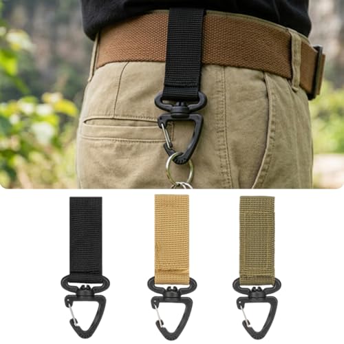 Clipe de engrenagem de nylon tático, gancho mosquetão triangular em forma de D, chaveiro multiuso para mochilas ao ar livre e caminhadas (preto)