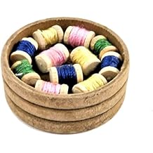 Melody Jane Dolls Houses Dollhouse Wooden Bowl of Cotton Reels Haberdashery Sewing Shop Accessory