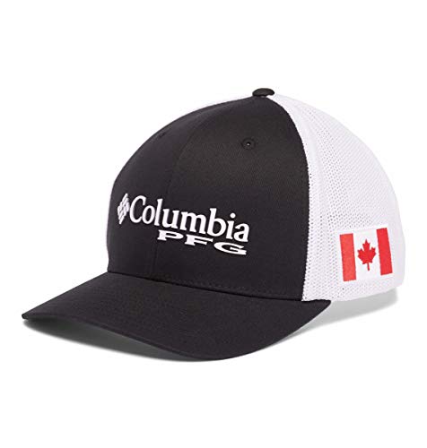 Columbia Unisex PFG Mesh Ball Cap, Black, Canada Flag, Large/X-Large