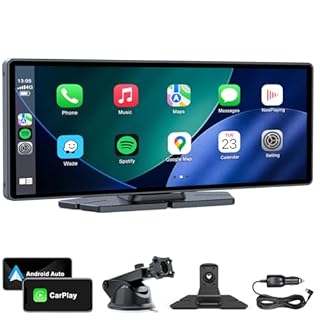 10" Wireless Apple CarPlay Screen, Android Auto Car Stereo FHD Touch Screen AirPlay Portable Navigation Music Video Player Bluetooth WiFi, Voice Control, Mirror Link