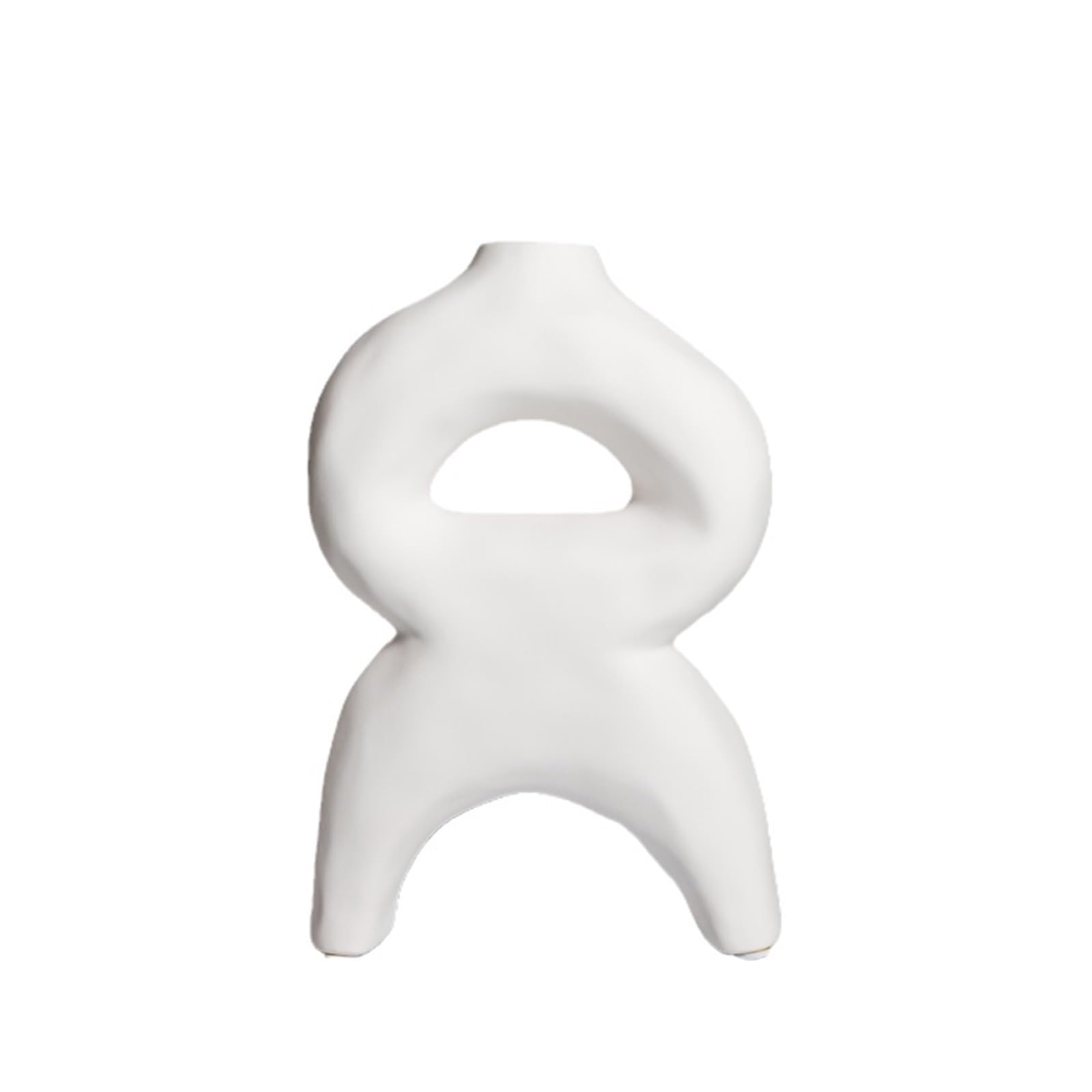 Flower Vase Ceramic Decorative Art Designs Geometric Sculptures Artificial For Home Decoration For Living Room, Office, Wedding(Style03-white)
