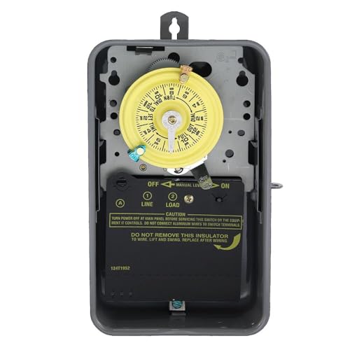 Intermatic T101R 24-Hour Mechanical Timer Switch - 120V SPST, Type 3R Indoor/Outdoor Metal Enclosure, Heavy Duty, Manual Override, 40 Amp - Ideal for Lights, Pumps, Fans, and HVAC Systems