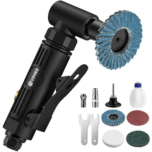 EYPINS Druckluftschleifer Set Druckluft Winkelschleifer Schleifer 90Stabschleifer Gesenkschleifer 6.2 Bar mit Korundsandscheibe 2 Zoll 50 mm Sandscheibe Luftklappe als Polier- und Schleifmaschine