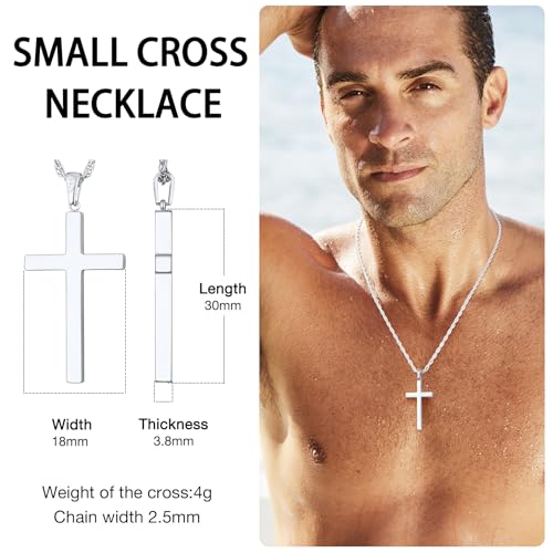 Italian 925 Sterling Silver Cross Necklace for Men, 18k Gold Over Real Silver Cross Necklace with 2.5mm Top Craftsmanship Rope Chain for Men Boys Women, Sturdy Shiny Non Tarnish 16-26 Inch4
