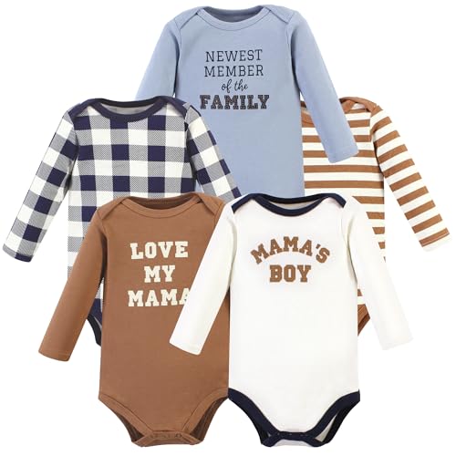 Image of Hudson Baby baby-boys Cotton Long-sleeve Bodysuits 5-pack