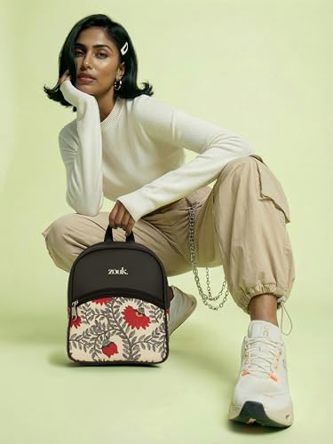 Image of ZOUK Dalila Mini Daypack | Stylish Small Backpack for Women | Compact | Bag for Girls | Daily College Use | Travel Day Pack | Vegan Leather | Handcrafted | Water-Resistant