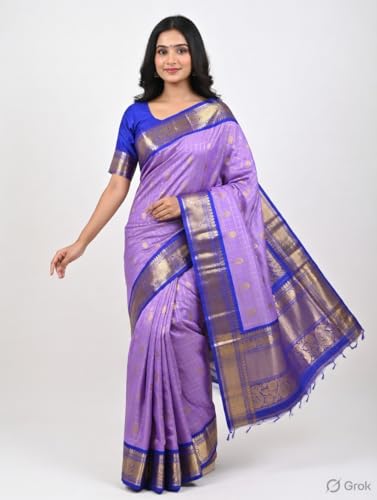 Sri Vijayaraya Handlooms royal blue kuppadam silk saree – image 3